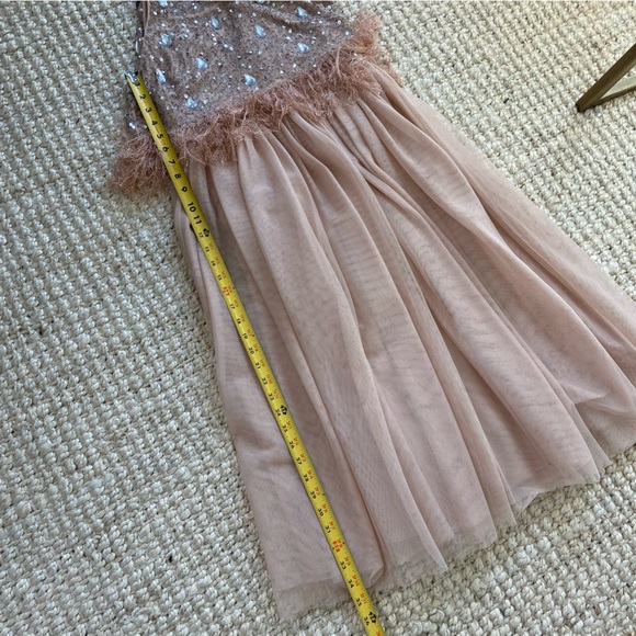 ASOS Pink Balletcore Sequin and Faux Feather Trim Midi Dress w Tulle Skirt US 0 - Picture 11 of 16
